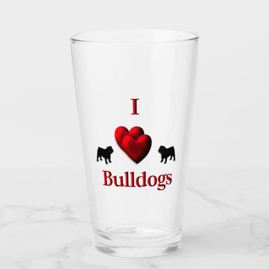 I Heart Bulldogs Glas (Voorkant)