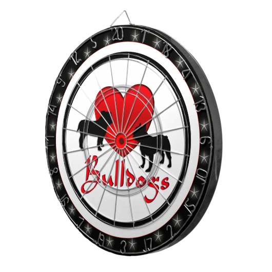 I Heart Bulldogs Regulation Dart Board Dartbord (Voorkant Rechts)
