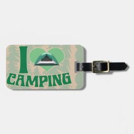 I Heart Camping Fun Tent Cartoon Art Bagagelabel