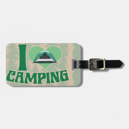 I Heart Camping Fun Tent Cartoon Art Bagagelabel (Voorkant horizontaal)