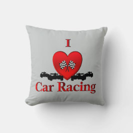 I Heart Car Racing Gray Kussen