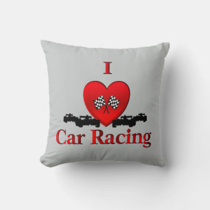 I Heart Car Racing Gray Kussen