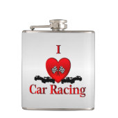 I Heart Car Racing Silver Heupfles (Voorkant)