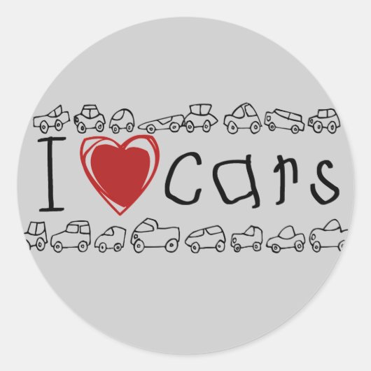 I Heart Cars Tshirts en geschenken Ronde Sticker (Voorkant)