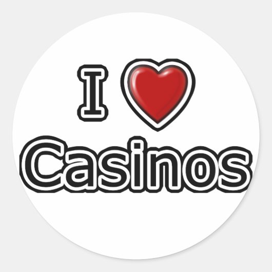 I Heart Casinos Ronde Sticker (Voorkant)