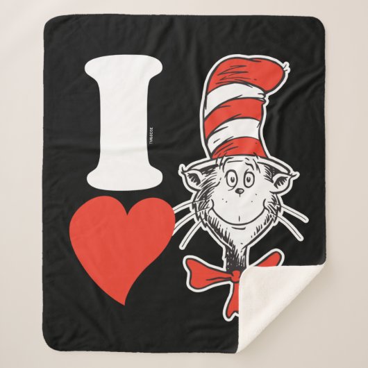 I Heart Cat in de Hoed Sherpa Deken (Voorkant)