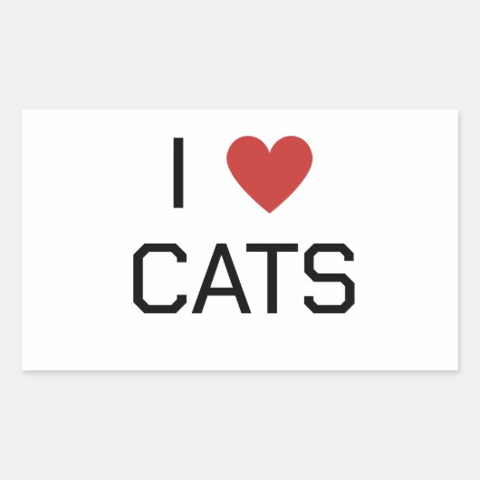 I Heart Cats Bericht Rechthoekige Sticker (Voorkant)