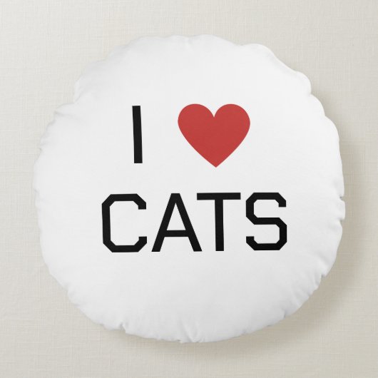 I Heart Cats Bericht Rond Kussen (Voorkant)