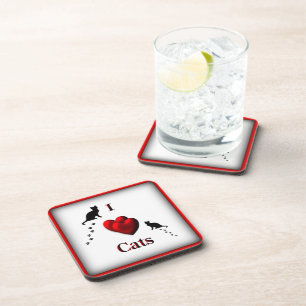 I Heart Cats Square Drink Onderzetter