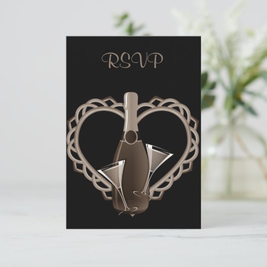 I HEART CHAMPAGNE ENGAGNE ARTIJ RSVP KAART (Staand voorkant)