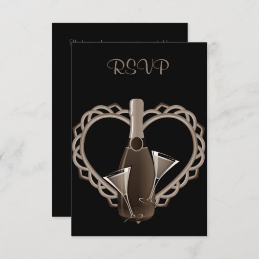 I HEART CHAMPAGNE ENGAGNE ARTIJ RSVP KAART (Voorkant / Achterkant)