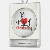 I Heart CheerLeading Name and Year Verzilverd Banner Ornament (Links)
