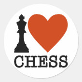 I Heart Chess Ronde Sticker (Voorkant)