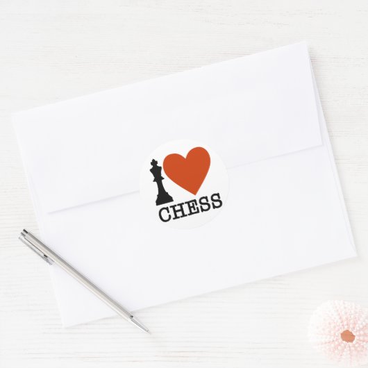 I Heart Chess Ronde Sticker (Envelop)