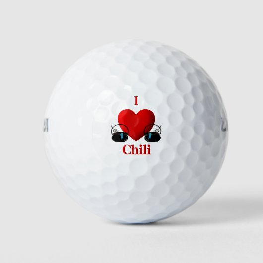 I Heart Chili Pots met Blue Ribbons Golfballen (Voorkant)