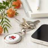 I Heart Chili Pots met Blue Ribbons Sleutelhanger (Zijkant)