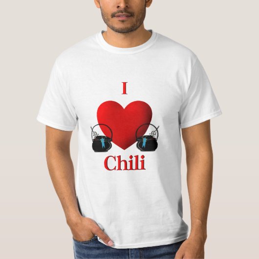 I Heart Chili Pots met Blue Ribbons T-shirt (Voorkant)