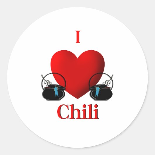 I Heart Chili Ronde Sticker (Voorkant)