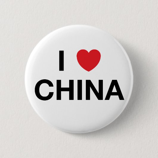 I HEART CHINA Badge Pin Ronde Button 5,7 Cm (Voorkant)