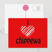 I Heart Chippewa (rood, zwart) Briefkaart (Voorkant / Achterkant)