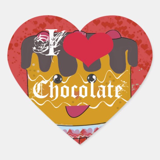 I Heart Chocolate-I Love Chocolate Hart Sticker (Voorkant)