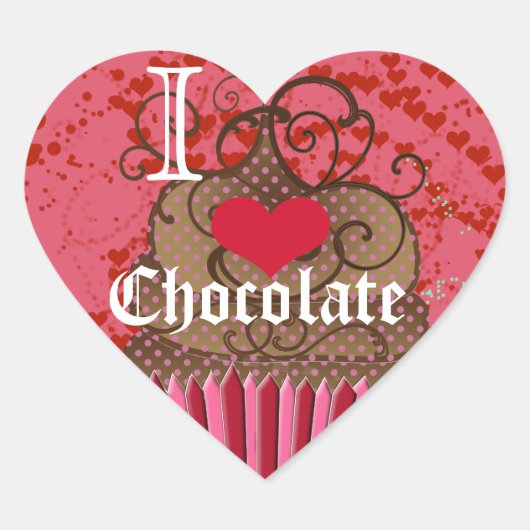 I Heart Chocolate-I Love Chocolate Hart Sticker (Voorkant)