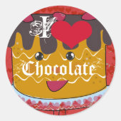 I Heart Chocolate-I Love Chocolate Ronde Sticker (Voorkant)