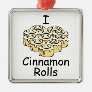 I Heart Cinnamon Rolls Sweet Love Buns Cartoon Metalen Ornament