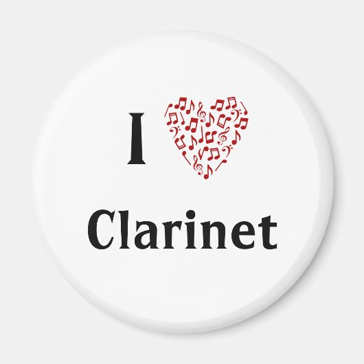 I Heart Clarinet - Music Instrument Magneet (Voorkant)