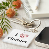 I Heart Clarinet - Music Instrument Sleutelhanger (Voorkant Rechts)