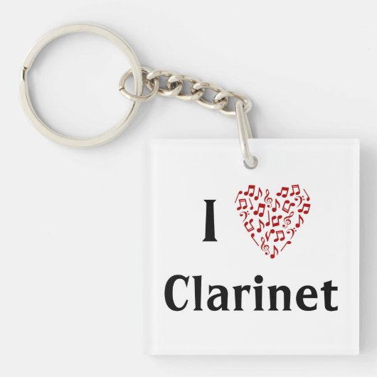 I Heart Clarinet - Music Instrument Sleutelhanger (voorkant)