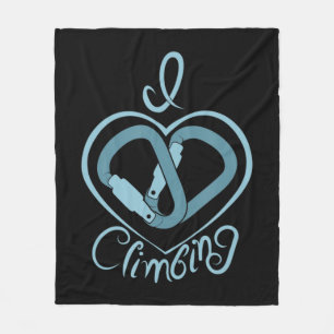 I Heart clibing (Carabiner) Fun Rock klimmen Fleece Deken