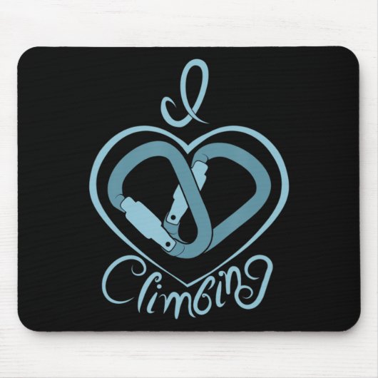 I Heart clibing (Carabiner) Fun Rock klimmen Muismat (Voorkant)