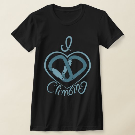 I Heart clibing (Carabiner) Fun Rock klimmen T-shirt (Laagn)