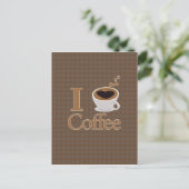 I Heart Coffee & Brown Gingham Briefkaart (Staand voorkant)