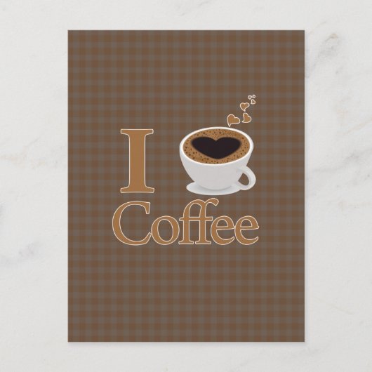 I Heart Coffee & Brown Gingham Briefkaart (Voorkant)
