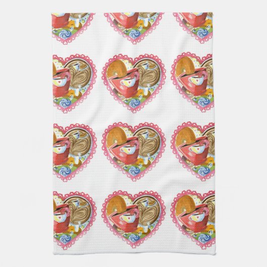 I Heart Coffee en Donuts Towel Theedoek (Verticaal)
