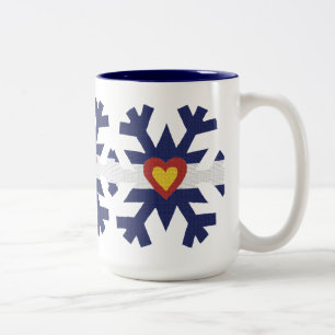 I Heart Colorado Flag Snowflake Tweekleurige Koffiemok