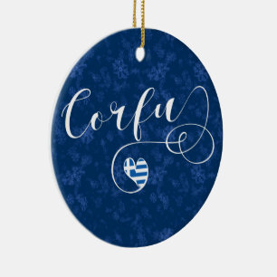 I Heart Corfu, Griekse vlag, Kerkyra Keramisch Ornament
