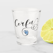 I Heart Corfu, Griekse vlag, Kerkyra Shot Glas (Voorkant)