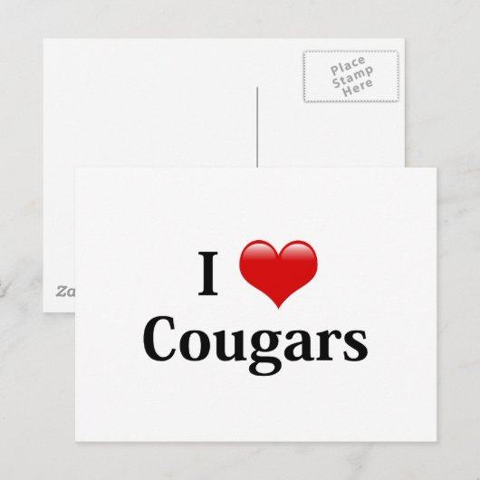 I Heart Cougars Briefkaart (Voorkant / Achterkant)