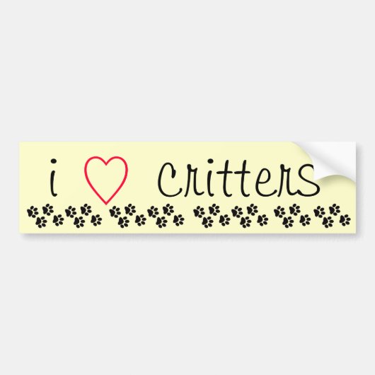 I Heart Critters Bumpersticker (Voorkant)