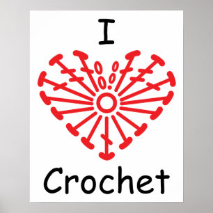 I Heart Crochet - Heart Crochet Chart Pattern Poster