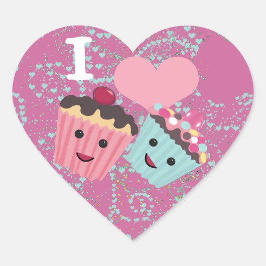I Heart Cupcakes - I Love Cupcakes Hart Sticker (Voorkant)