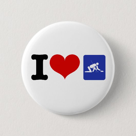 I Heart Curling Ronde Button 5,7 Cm (Voorkant)