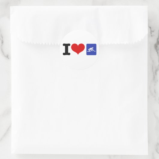I Heart Curling Ronde Sticker (Tas)