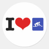 I Heart Curling Ronde Sticker (Voorkant)
