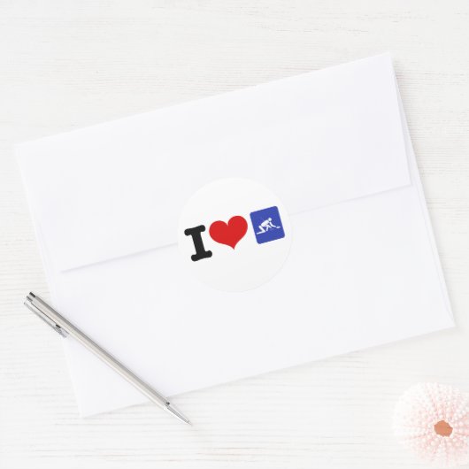 I Heart Curling Ronde Sticker (Envelop)