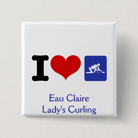 I Heart Curling Vierkante Button 5,1 Cm (Voorkant)