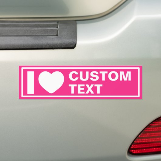 I Heart Custom Modern Hot Pink Bumpersticker (Op auto)